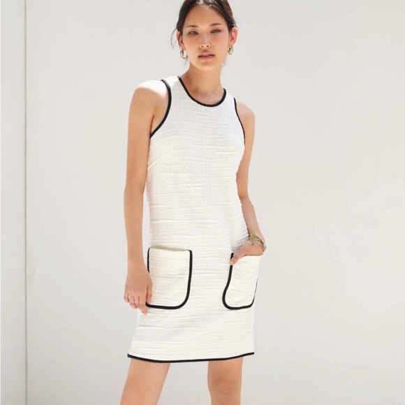 Anthropologie Cream Mini Dress with Black Accents - Picture 4 of 16